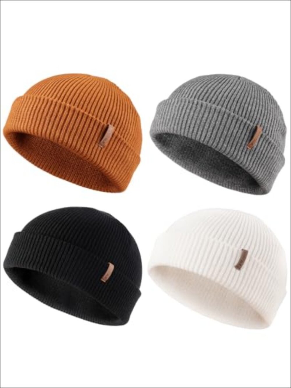 Unisex Fisherman Beanie Rib-Knit Nylon Viscose Spandex Stretch Winter Hat